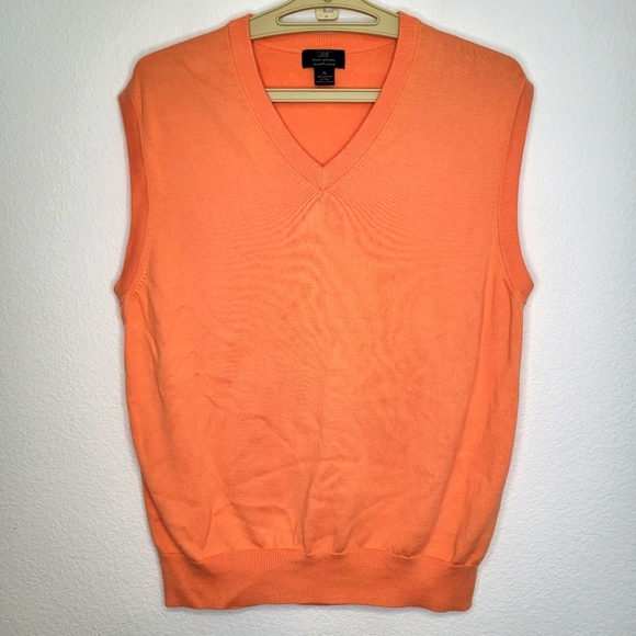 Brooks Brothers “346” Supima Cotton Orange V-Neck Sleeveless Vest size XLarge - Picture 1 of 8